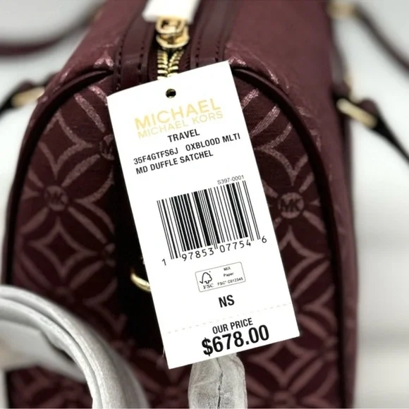 Michael Kors Medium Travel Duffle Satchel Bag Ox Blood Multi